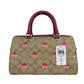 (CA248) Heart Print Signature Leather Rowan Medium Satchel Handbag Purse