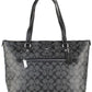 Signature Coated Canvas Graphite Black Leather Gallery Tote Handbag
