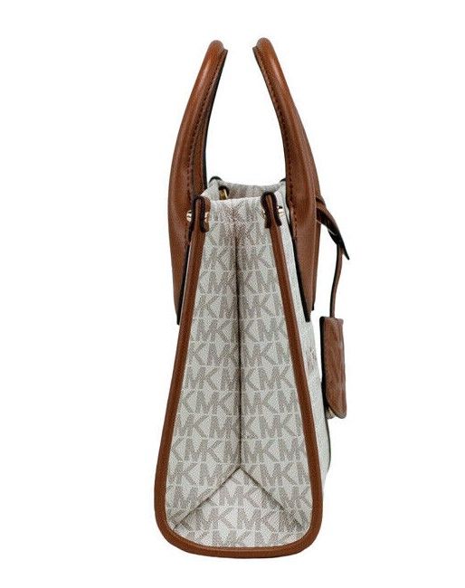 Mirella Small Vanilla PVC Top Zip Shopper Tote Crossbody Handbag