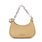 Cora Mini Camel Pebbled Leather Zip Pouchette Crossbody Handbag
