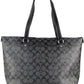 Signature Coated Canvas Graphite Black Leather Gallery Tote Handbag