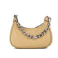 Cora Mini Camel Pebbled Leather Zip Pouchette Crossbody Handbag