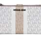 Jet Set Light Sand Multi Striped PVC Large Double Zip Wrist Wallet