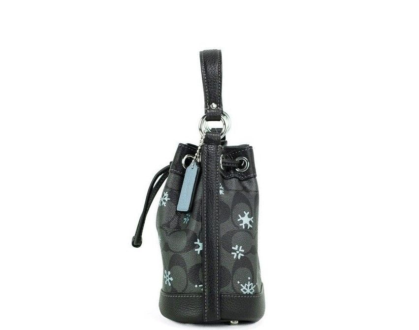 Dempsey 15 Small Snowflake Print Graphite Coated Canvas Bucket Bag