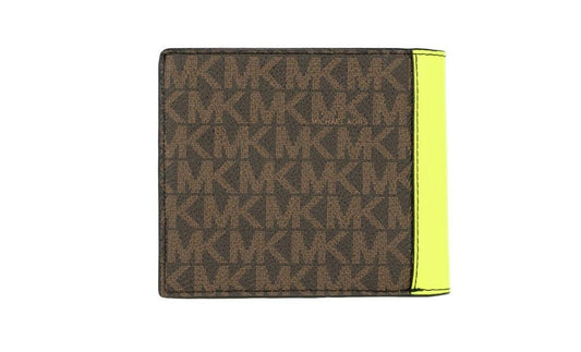 Cooper Brown Neon Signature Leather Graphic Logo Billfold Wallet