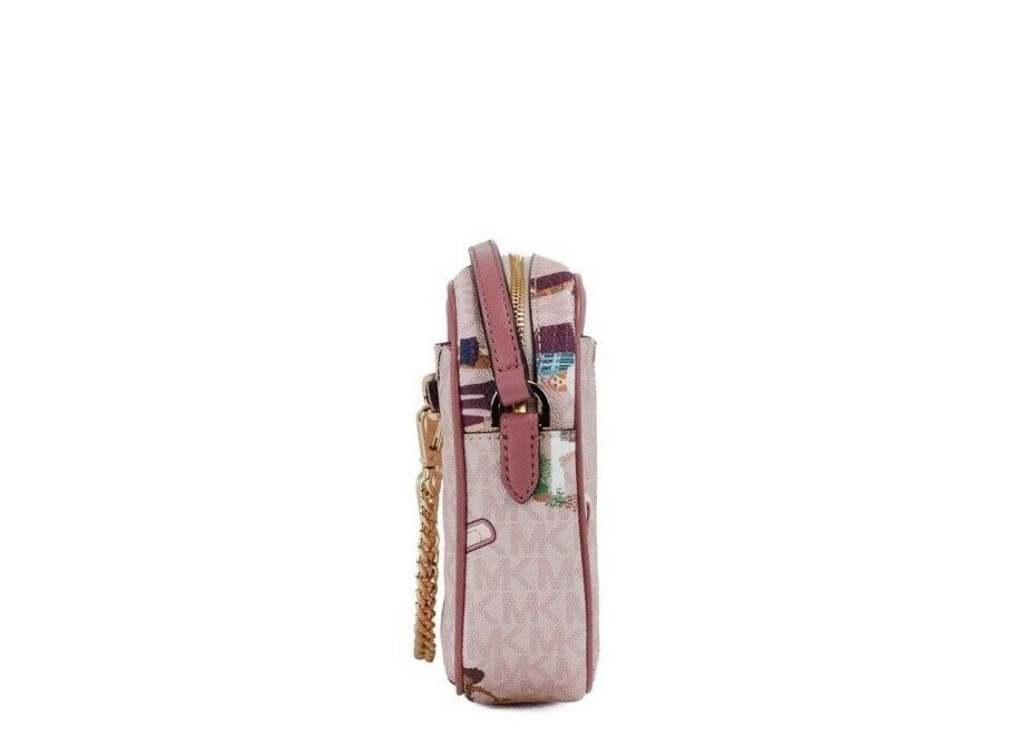 Jet Set Girls East West Powder Blush PVC Zip Chain Crossbody Bag