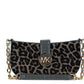 Carmen Small Gray Leather Leopard Haircalf Pouchette Handbag Purse