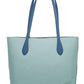 Kia Medium Aqua Multi Colorblock Pebbled Leather Tote Bag Handbag