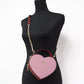 Small Pink Colorblock Crossgrain Leather Heart Crossbody Handbag