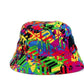 Cubic Monogram Neon Cotton Silk Blend Embroidered Logo Bucket Hat