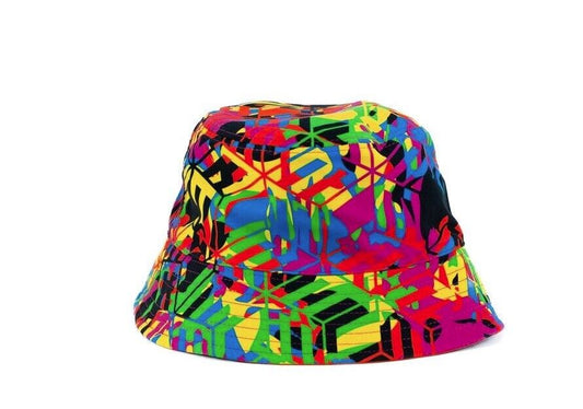 Cubic Monogram Neon Cotton Silk Blend Embroidered Logo Bucket Hat