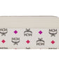 Portuna Large White Visetos Leather Multifunction Zip Around Clutch Wallet