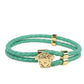 Braided Turquoise Smooth Leather Adjustable Small Medusa Charm Bracelet