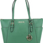Charlotte Large Saffiano Leather Jewel Green Top Zip Tote Handbag