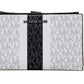 Jet Set Optic White Multi Striped PVC Large Double Zip Wrist Wallet