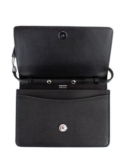 Hampshire Small Black Embossed Logo Smooth Leather Crossbody Handbag