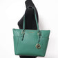 Charlotte Large Saffiano Leather Jewel Green Top Zip Tote Handbag