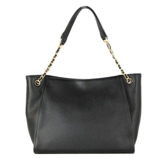 Britten Small Black Pebbled Leather Slouchy Tote Handbag