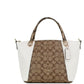 Kacey Khaki Chalk Blocked Canvas Top Zip Satchel Crossbody Handbag