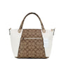 Kacey Khaki Chalk Blocked Canvas Top Zip Satchel Crossbody Handbag