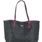 Graphite Black Cherry Coated Canvas City Tote Shoulder Bag Purse