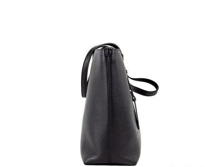 Ardwell Medium Black Logo Branded Pebble Leather Shoulder Tote Handbag