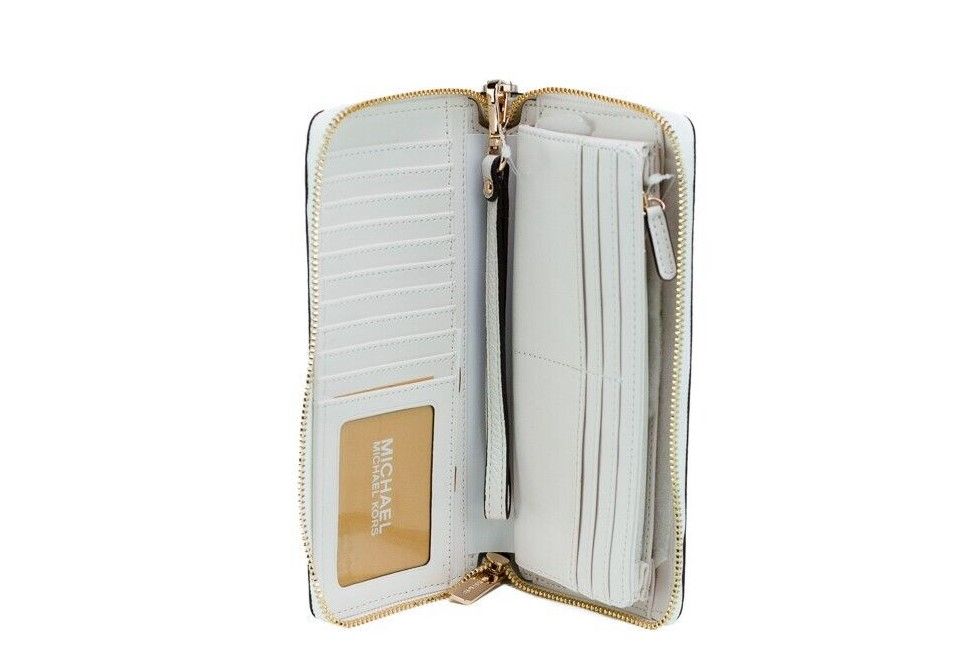 Jet Set Travel Large Optic White Gold Continental Wristlet Wallet