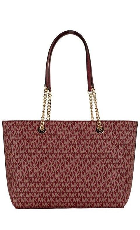 Jet Set Medium Chili Pale Gold PVC Front Zip Chain Tote Bag Handbag