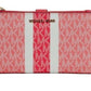 Jet Set Grapefruit Multi Striped PVC Large Double Zip Wrist Wallet