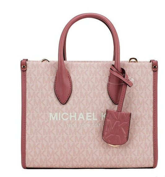 Mirella Small Powder Blush PVC Top Zip Shopper Tote Crossbody Bag