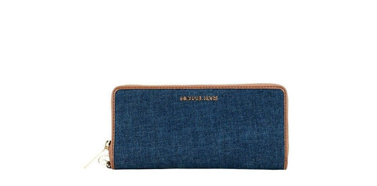 Jet Set Travel Large Indigo Denim Canvas Continental Wrist Wallet