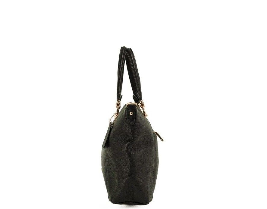 Kacey Black Pebbled Leather Top Zip Satchel Crossbody Handbag