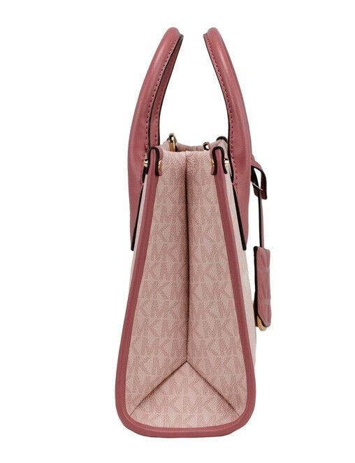 Mirella Small Powder Blush PVC Top Zip Shopper Tote Crossbody Bag