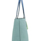 Kia Medium Aqua Multi Colorblock Pebbled Leather Tote Bag Handbag