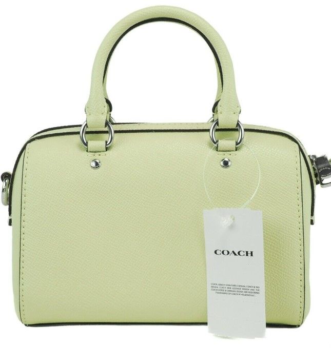 (C9950) Mini Rowan Pale Lime Crossgrain Leather Satchel Crossbody Handbag