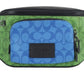 Neon Green Multi Blocked Signature Canvas Track Waist Belt Bag