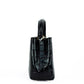 Small Black Crocodile Embossed Leather Micro Satchel Handbag
