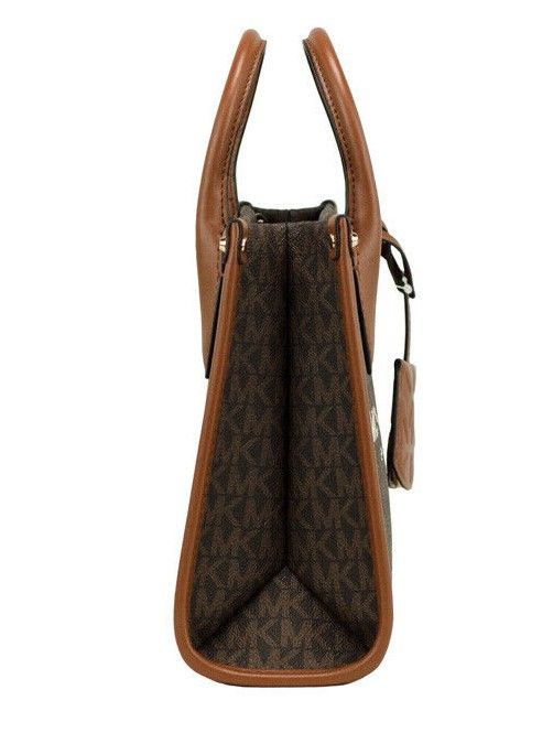 Mirella Small Brown PVC Top Zip Shopper Tote Crossbody Handbag