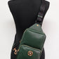 Medusa Small Dark Green Calf Leather Sling Pack Backpack Bookbag Bag