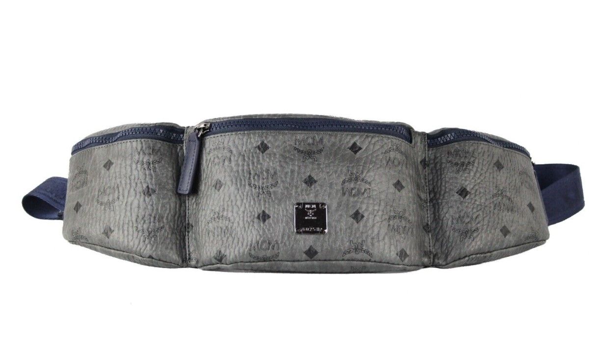 Large Visetos Phantom Grey Triple Pocket Sling Belt Bag