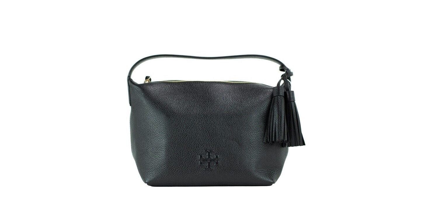 Thea Small Black Pebbled Leather Slouchy Shoulder Handbag