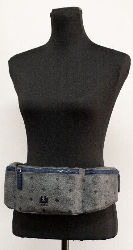 Large Visetos Phantom Grey Triple Pocket Sling Belt Bag