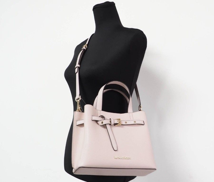 Emilia Small Powder Blush Pebbled Leather Satchel Crossbody Handbag