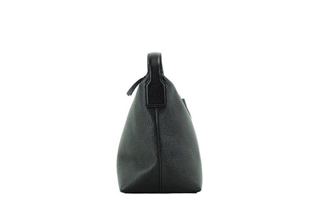 Thea Small Black Pebbled Leather Slouchy Shoulder Handbag