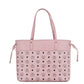 Aren Medium Soft Pink Mixed Visetos Leather Shopper Shoulder Tote Handbag