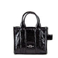 The Shiny Crinkle Micro Tote Black Leather Crossbody Bag Handbag