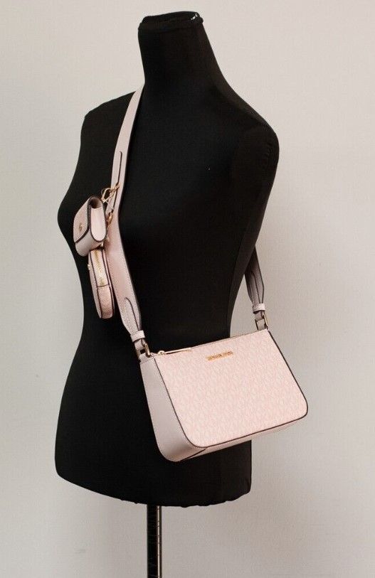 Jet Set Small Powder Blush PVC Crossbody Tech Handbag Purse