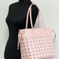 Aren Medium Soft Pink Mixed Visetos Leather Shopper Shoulder Tote Handbag
