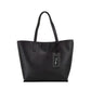 Jeans Couture Black Grained Faux Leather Logo Lock Tote Shoulder Handbag