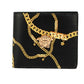 Black Smooth Leather Gold Medusa Head Chain Logo Bifold Organizer Wallet
